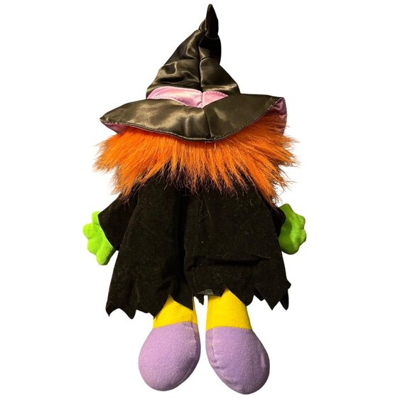 Halloween 9" Dakin Puppet Witch Plush Doll With Hat & Orange Hair - Picture 2 of 3